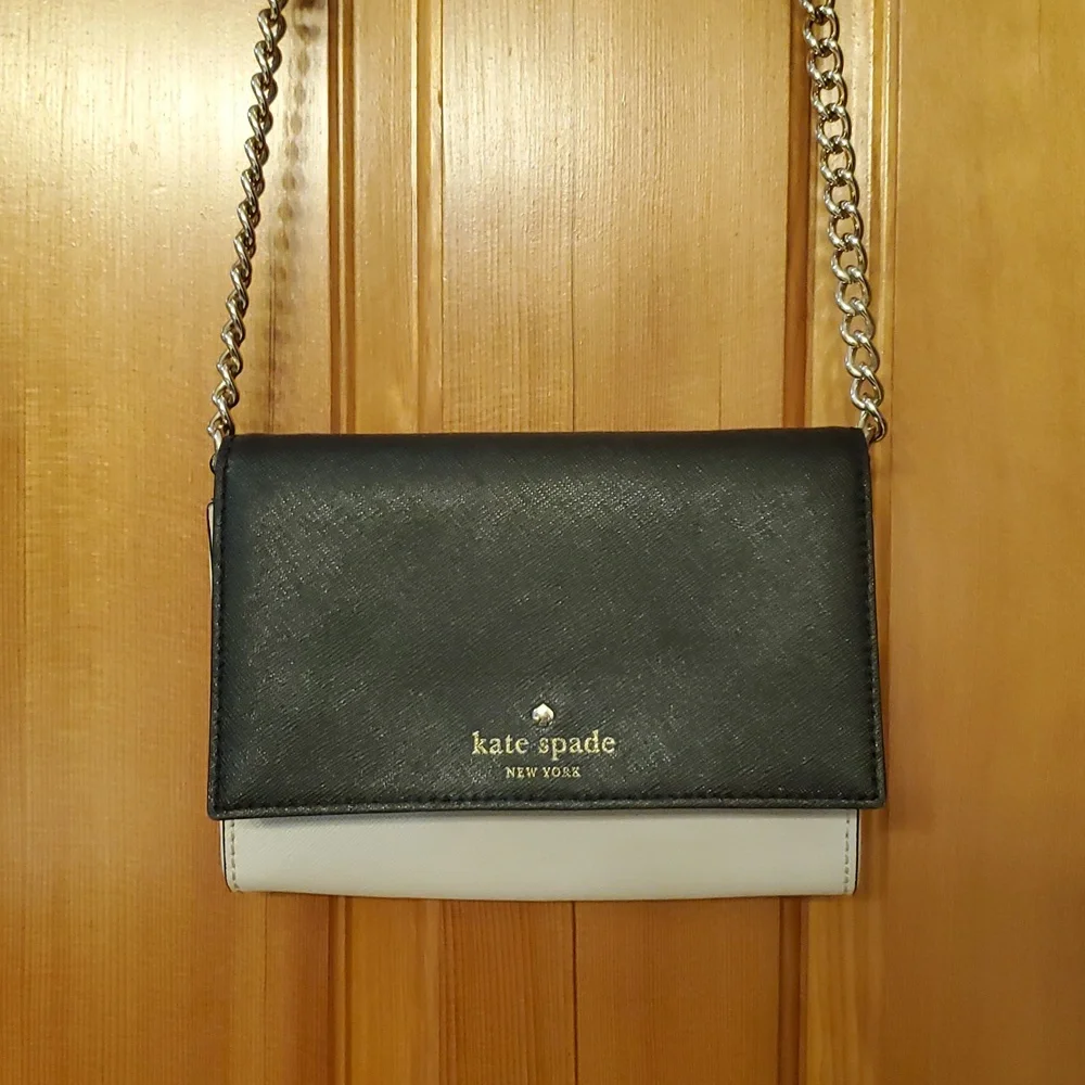 Kate Spade New York Saffiano Black and‎ Cream Crossbody Bag